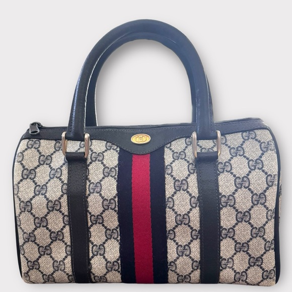 Gucci Doctors Boston Bag  "Accessory Collection" Navy Blue Monogram Canvas - Picture 3 of 16